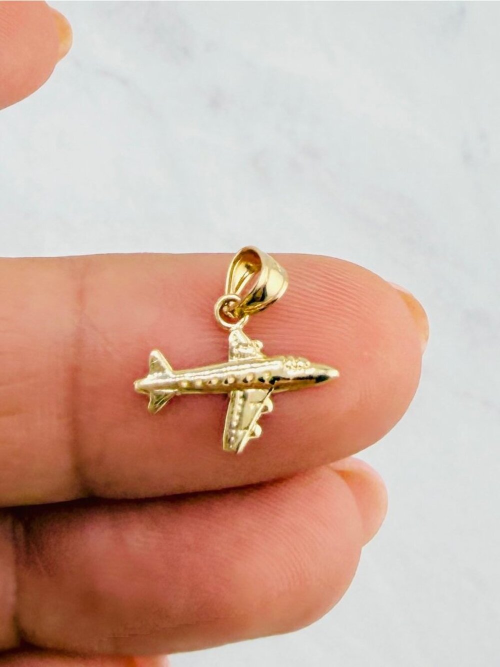 Genuine 14K Gold Airplane Pendant - pilot gift aviation - Dije en oro